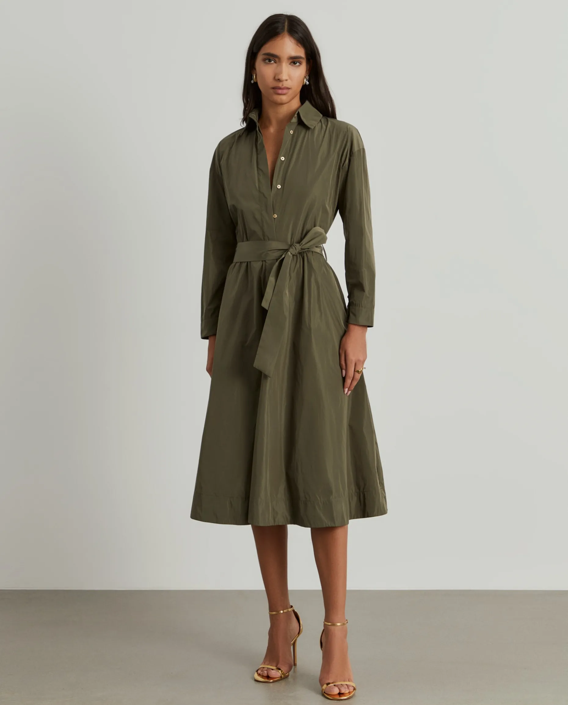 Vestido midi evasé com cinto|LION OF PORCHES Outlet