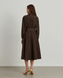 Vestido midi evasé com cinto|LION OF PORCHES Best Sale