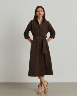 Vestido midi evasé com cinto|LION OF PORCHES Best Sale