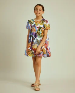Vestido padrão tropical manga abalonada|LION OF PORCHES Best