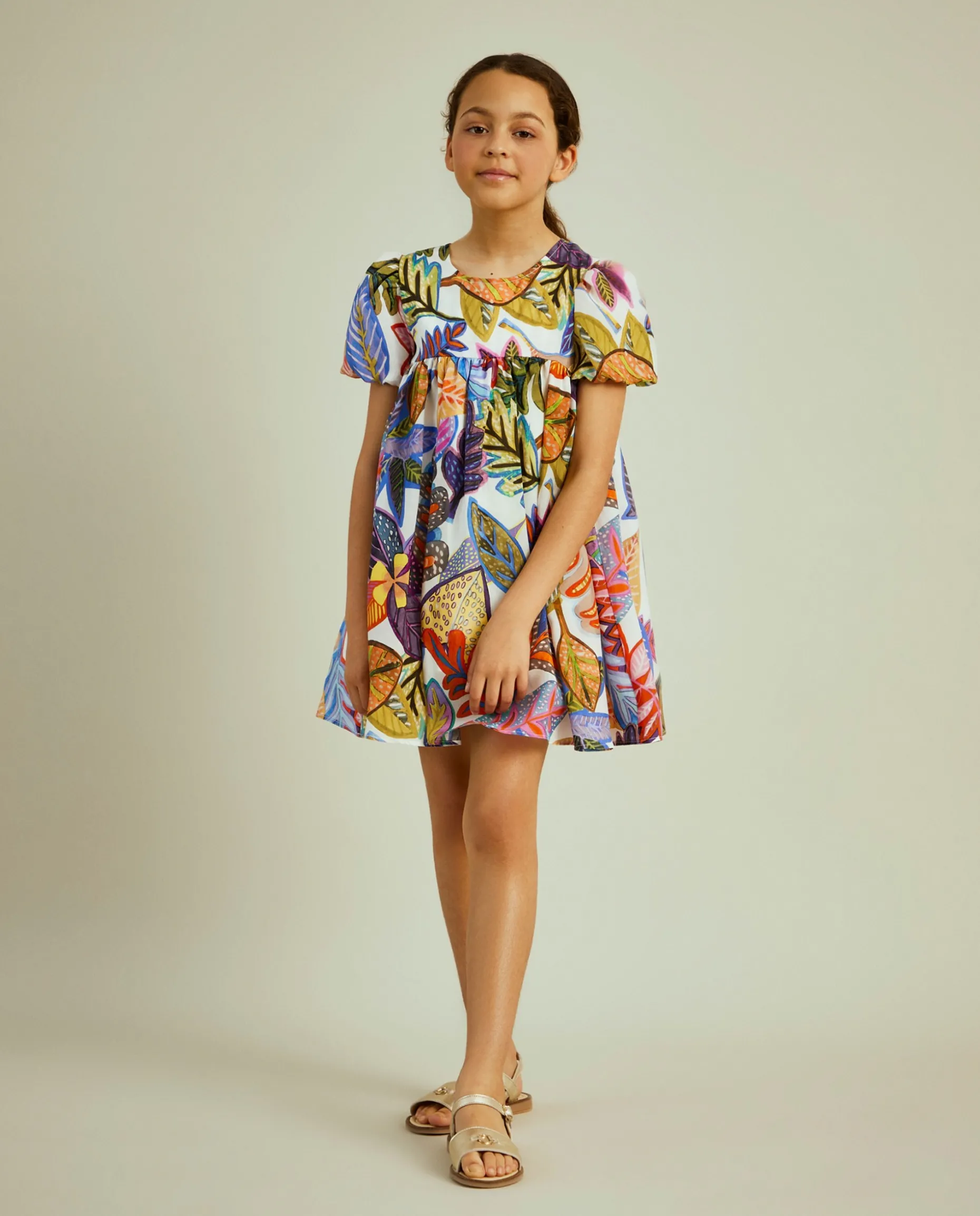 Vestido padrão tropical manga abalonada|LION OF PORCHES Best