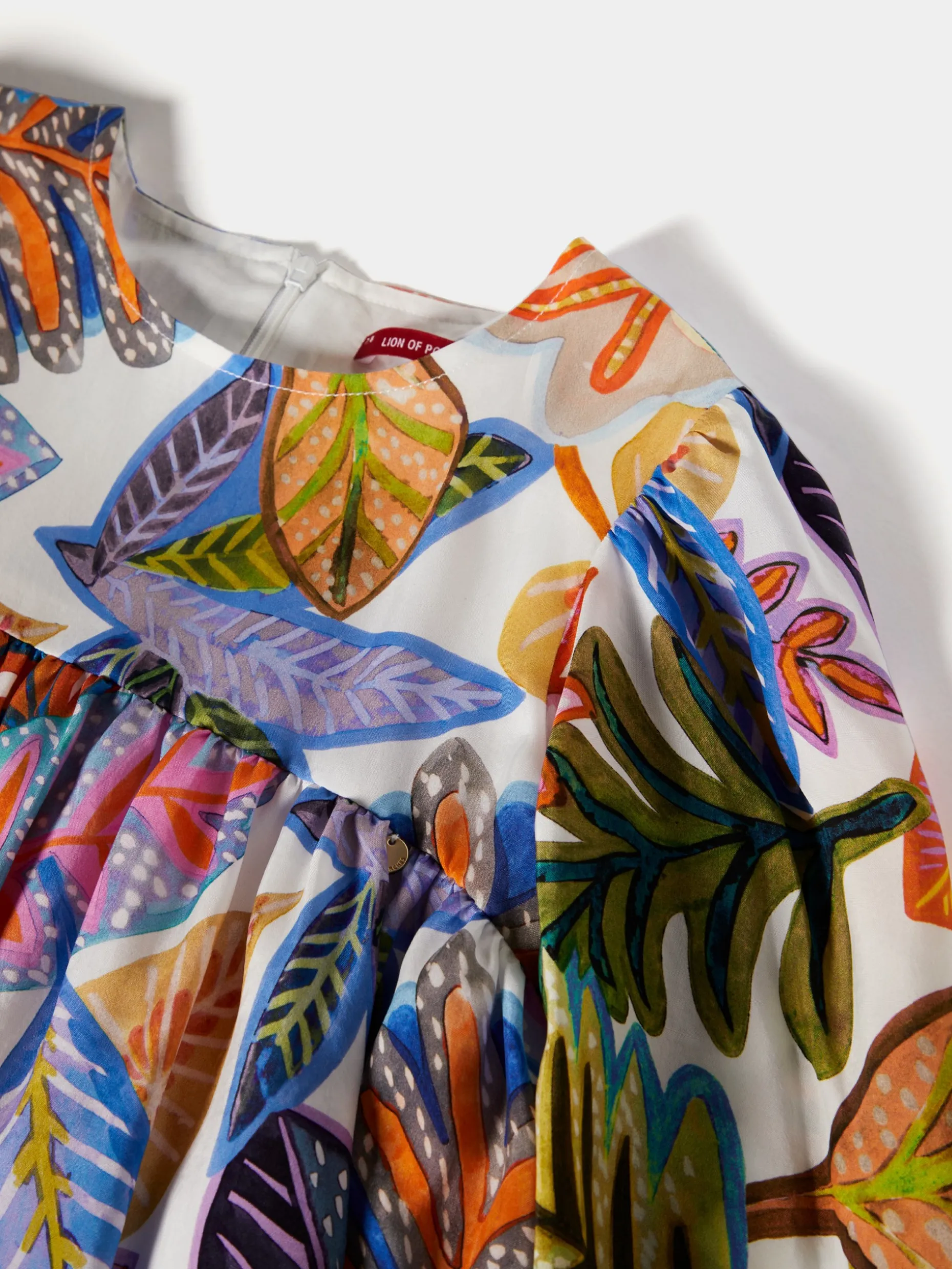 Vestido padrão tropical manga abalonada|LION OF PORCHES Best