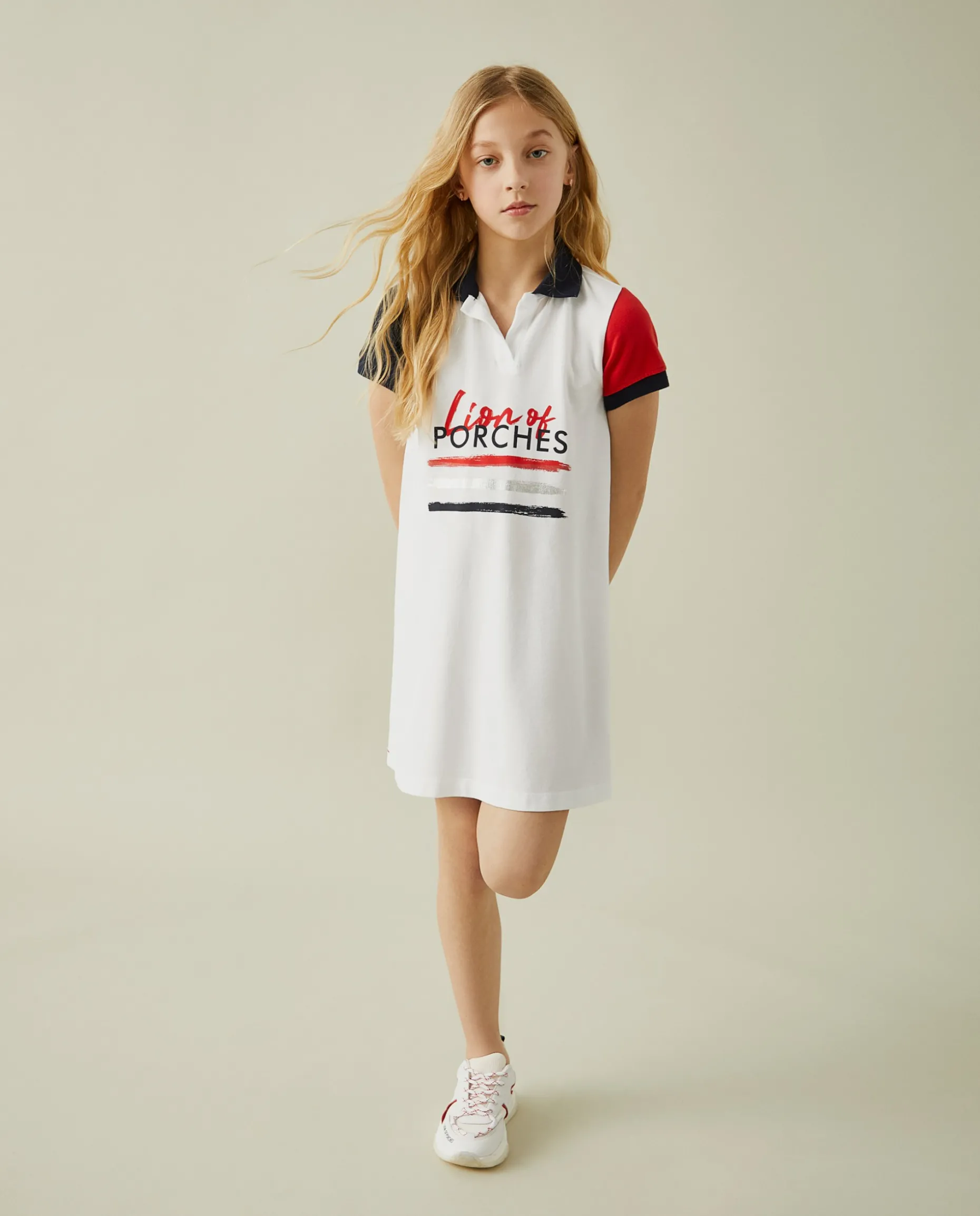 Vestido polo de manga curta com estampado|LION OF PORCHES Store
